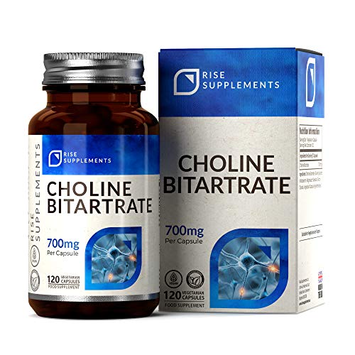 Bitartrato de Colina 700mg [Alta Resistencia], 120 Cápsulas Veganas | Suplemento de Sporte de Hígado Graso para la Salud Hepática General | Desintoxicación | Sin OMG | Aumento de Suplementos
