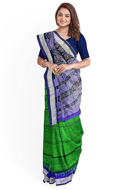 Image of Handmade Pure Bomkai Silk Saree Khandua Natural Silk Ikkat Saree For Women /Ethnic Wear /Traditonal Saree /Handloom Saree With Regular Fit Blouse Piece