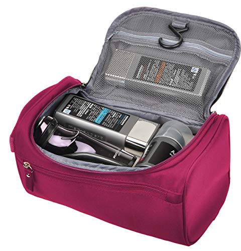 Image of Vercord Mens Toiletry Bag Wash Travel Small Shaving DOP Kit Shower Bathroom Ditty Hygiene Bag Burgundy