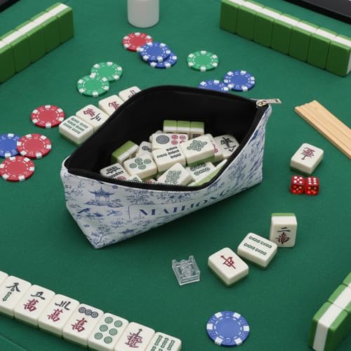 Bolsa de almacenamiento para fichas Mahjong impermeable azul miniatura 4