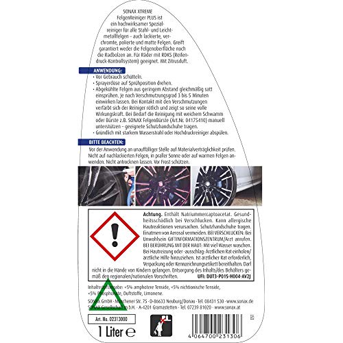 SONAX XTREME Felgenreiniger PLUS (1 Liter) effiziente und säurefreie Reinigung aller Leichtmetall- und Stahlfelgen sowie lackierte, verchromte und polierte Felgen | Art-Nr. 02313000 - Image 3