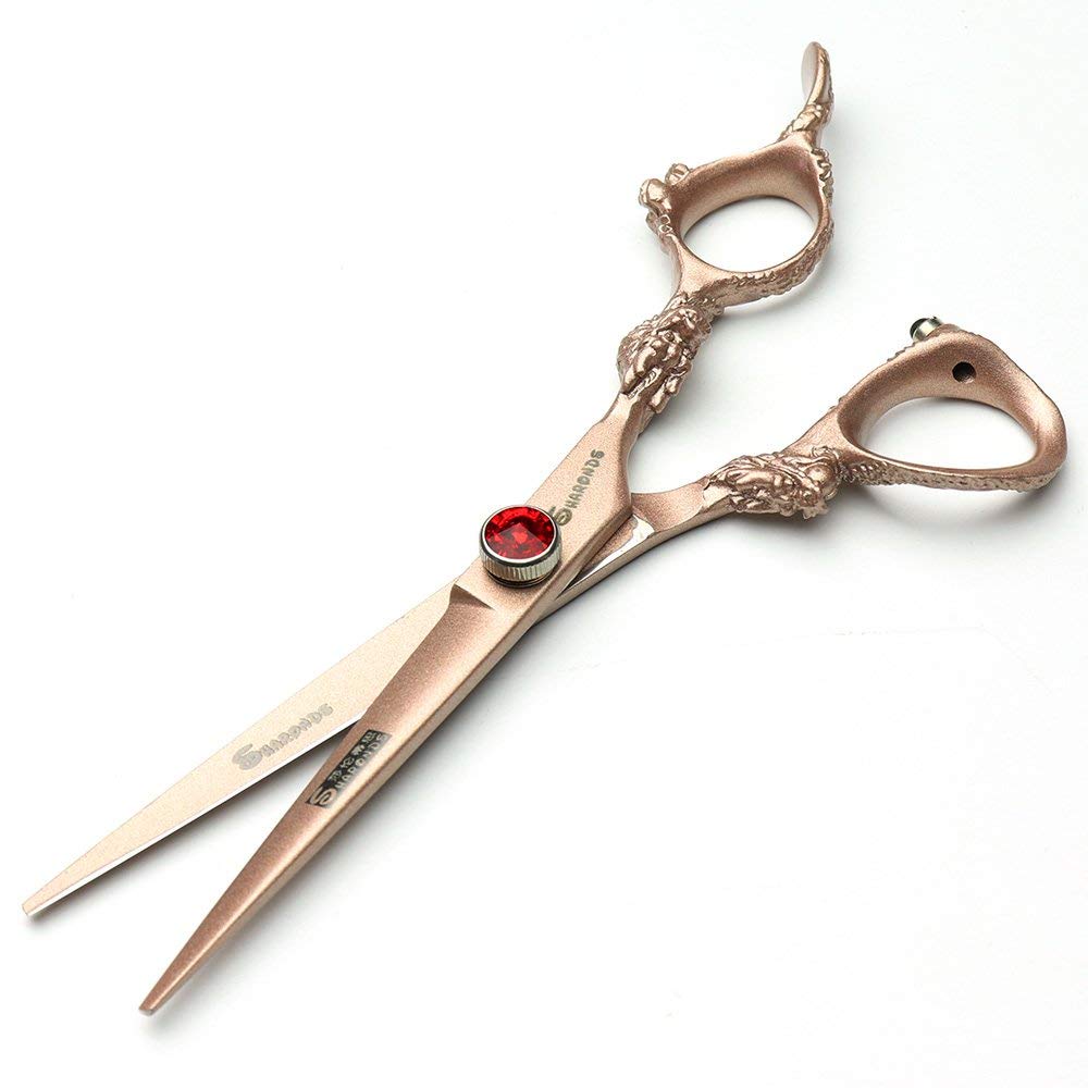 Peluquería Tijeras de peluquería profesional Tijeras de peluquero Japón 440c Afeitadora de acero inoxidable/Rosa(6 Pollici, 2 Pezzi-B)