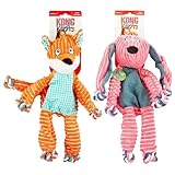KONG Floppy Knots Combo Dog Toy - Fox and Bunny Bundle - Interal Knotted Rope with Squeakers and Less Stuffing - Medium/Large