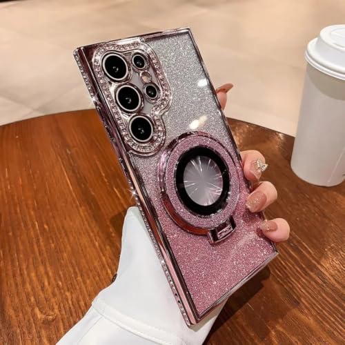 Coque pour Samsung Galaxy S26 S25 Rose paillettes antichoc