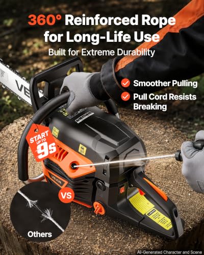 Image of VEVOR Gas Powered Chainsaw 16 Inch 40CC 2.15HP 2 Stroke Engine Gas Chainsaw