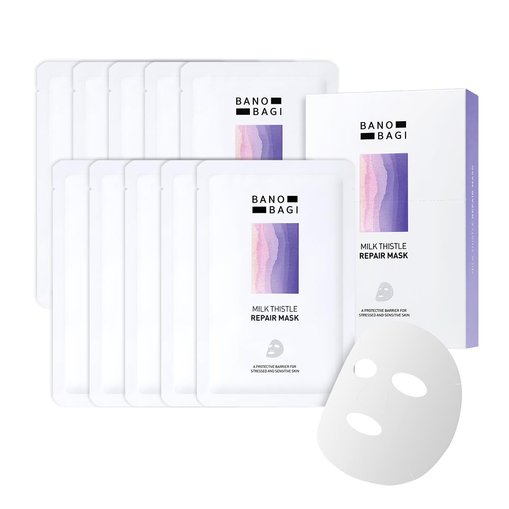 Milk Thistle Repair Face Mask – Korean Skin Care with Centella, Hyaluronic Acid & Adenosine | Hydrating & Soothing Sheet Mask for Sensitive Skin, Fragrance-Free, 10EA Milk Thistle Repair Face Mask – Korean Skin Care with Centella, Hyaluronic Acid & Adenosine | Hydrating & Soothing Sheet Mask for Sensitive Skin, Fragrance-Free, 10EA