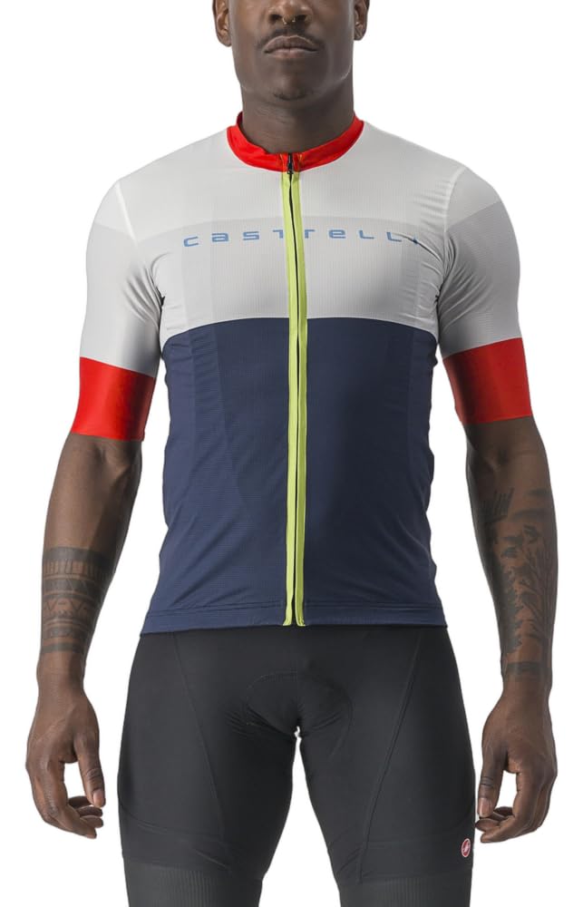 CASTELLI 4523092-424 SEZIONE Jersey Men's T-Shirt Belgian Blue/Ivory-MASTICE-Fiery RED L