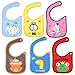 Pwsap 6Piezas Bebé Babero, Niña Impermeable Babero, Artes Artesanales Pintura Delantal Batas Pintura Niños, Diseño de Dinosaurio Unicornio Mono Elefante Rana Tigre Bibs Baberos y 2 Toalla 6-36 Meses