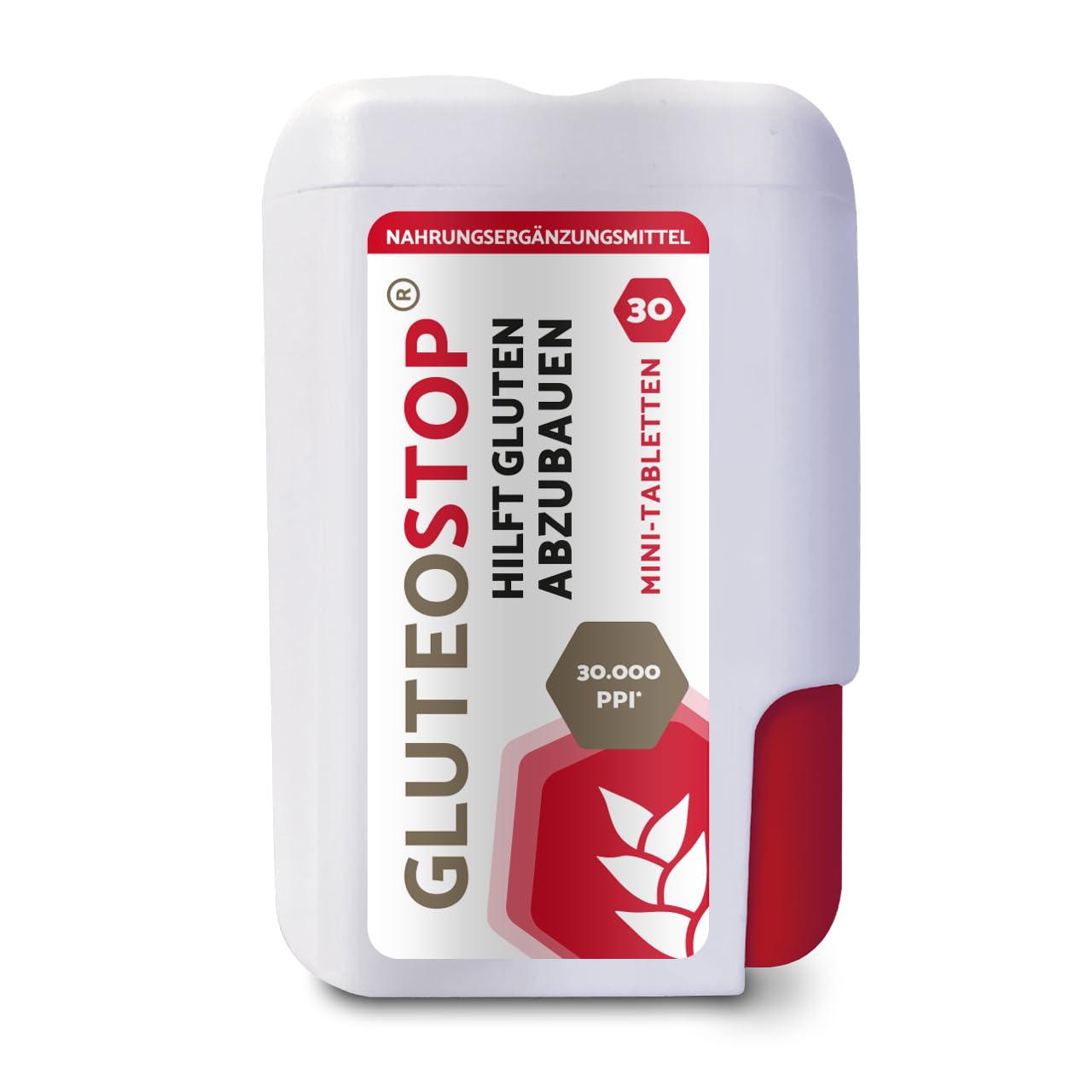 GluteoStop - Ayuda a descomponer el gluten - Intolerancia al gluten - Enzima (30 minicomprimidos)
