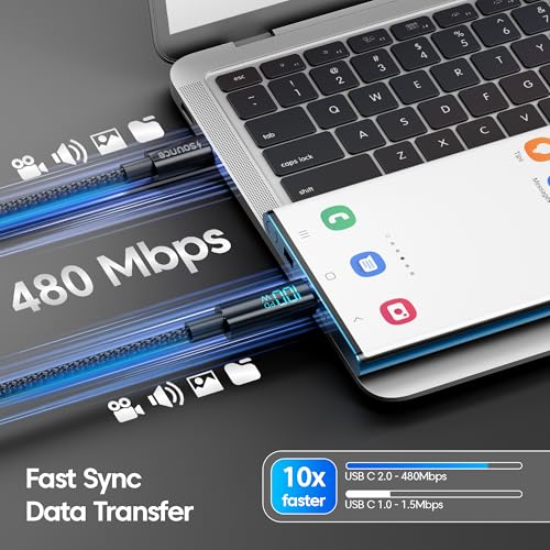 Sounce Unbreakable Type C to Type C 100W Fast Charging Cable with LED Display, 5A Max Output, Fast Data Sync, 1.5 Meter Cable for Smartphones, Tablets, Tangle Resistance supports Laptop Charging 3 51+zmTv6n8L