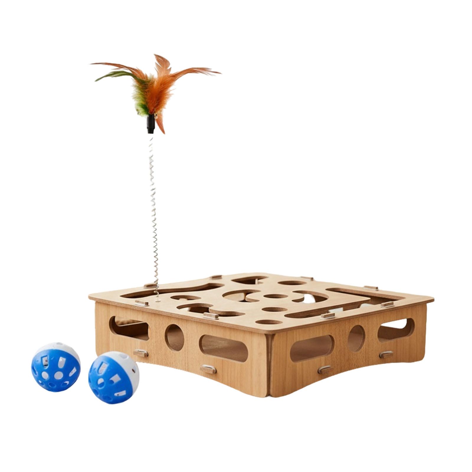 Interaktives Holzpuzzles Katzenspielzeug für Indoor-Kätzchen, stimulierende natürliche Katzen, Anreicherungsspielzeug, Haltbarkeit, Holzspielzeug für Haustiere