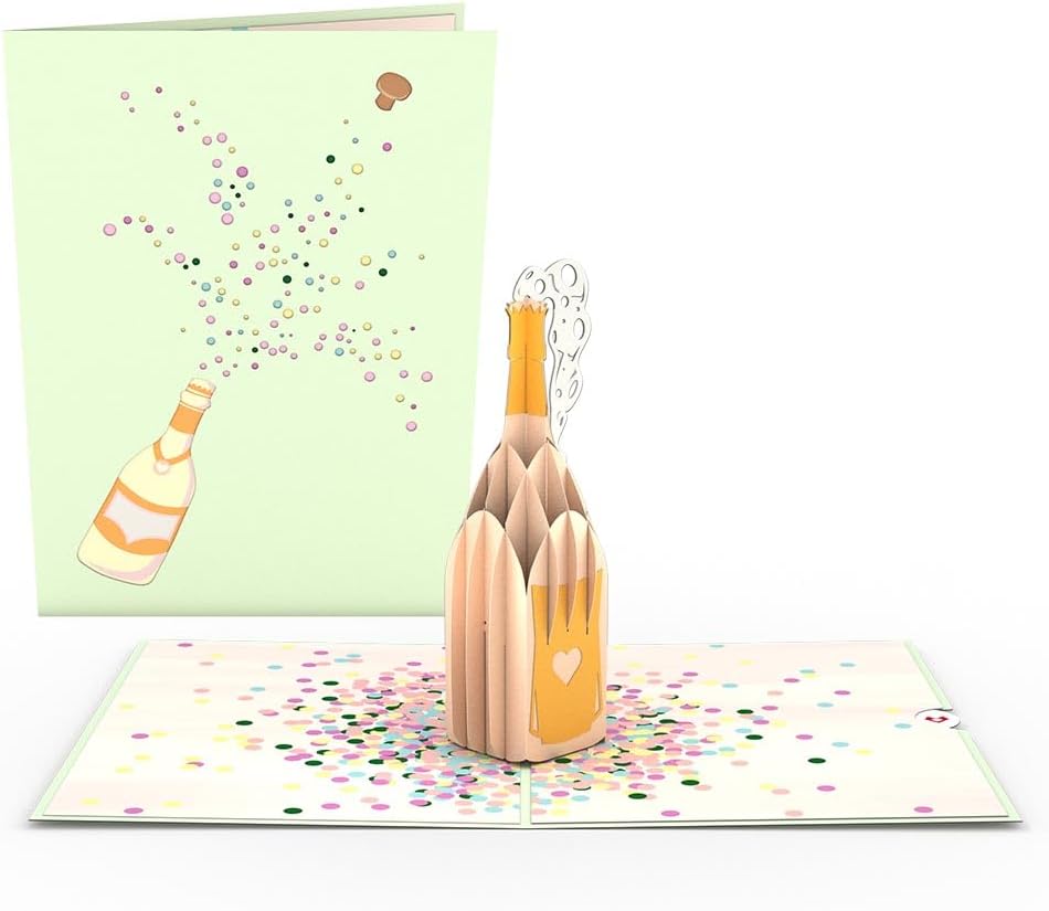 Congratulations Pop-Up Card for Her and Him - 3D Greeting Cards for Boys, Girls, Men, Women - Champagne Pop - 5" x 7" Card - Blank Note Card & Envelope Included