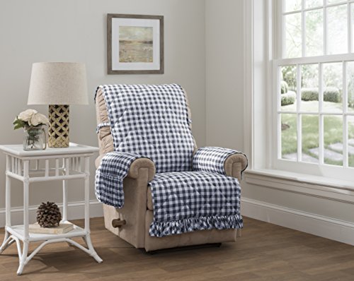 Innovative Textile Solutions Gingham Recliner/Wing Protector, Navy