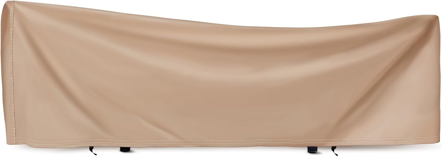 Tranqun Hammock Cover 188" W x 58" D x 20" H, Fits 14-16 ft Hammock Stand, Heavy Duty 420d Oxford Waterproof UV Resistant Outdoor Patio Cover with Adjustable Buckle Straps, Double Stitched Seam(Khaki)