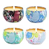 AIMASI Scented Candles Gift Set of 4 Jasmine,Lotus,Lilac Blossoms & White Gardenia,Natural Soy Wax P