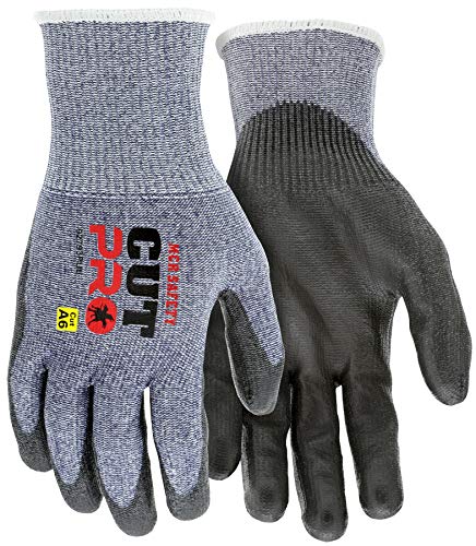 MCR Safety 92793PUS Cut Pro 13 Gauge HyperMax Work Glove, Cut Protection, Polyurethane Coated Palm & Fingertips, Touchscreen Friendly, Small