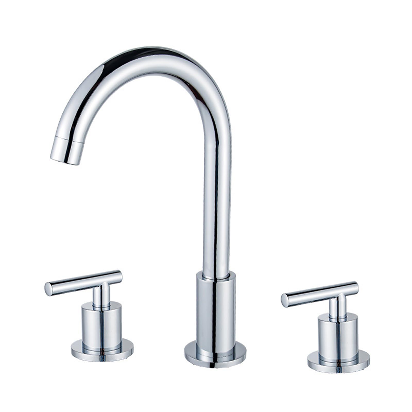 Biaoteng Chrome 3 Hole Bathroom Sink Tap 360° Rotation Brass Hot Or Cold Bathroom Basin Mixer Tap 3 Hole Three Tap Hole Basin Taps,