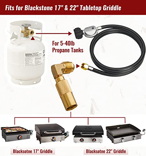 Calpose 6 Feet Low Pressure Propane Hose With Regulator, Universal Grill Regulator Hose With 90 Degree Elbow Adaptor For Blackstone 17”/22” Blackstone Tabletop Griddle #TOP3
