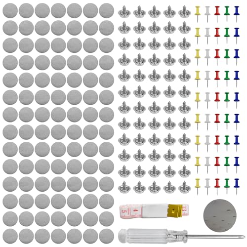 JJZGPP 100 Stück Dachhimmel Reparatur Set KFZ Reparatur Nieten Universal Auto Dach Nieten mit 100 Stecknadeln 1 Schraubendreher 1 Maßband Autohimmel Reparieren für Alle AutosGrau
