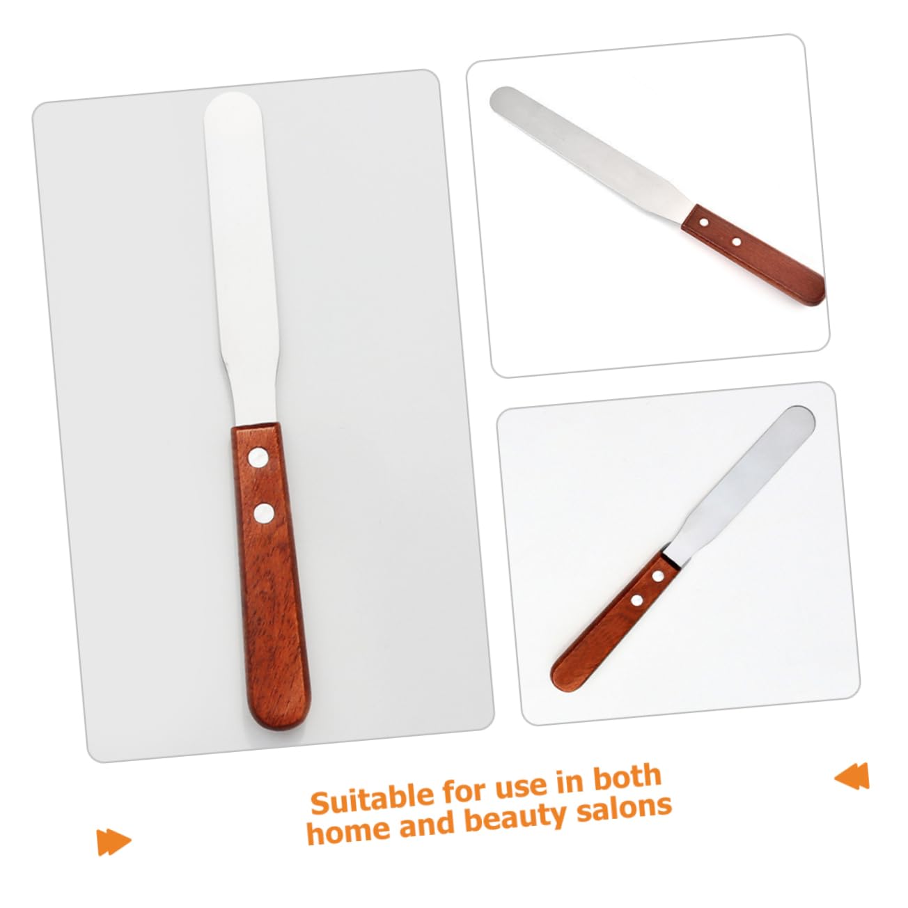 Didiseaon Stainless Steel Wooden Handle Hair Removal Wax Applicator Spatula Non Stick Portable for Home Salon