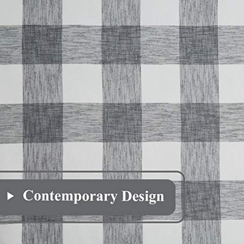 Buffalo Plaid Checkered Grey And White 84 Inches Long Linen Sheer Window Curtain Panels, Gingham Grommet Top Rustic Farmhouse Window Treatment Drapes, For Bedroom & Living Room, 2 Panels,40"X84", Gray #TOP5