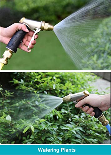 Esow Garden Hose Nozzle 100% Heavy Duty Metal, Full Brass Nozzle & Abs Non-Slip Ergonomic Grip, 4 Watering Patterns, High Pressure Metal Spray Gun For Watering Plants, Car Wash And Showering Dog #TOP7