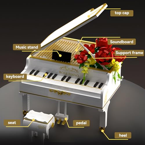 Dahuiby 1293pcs Mini Ideas Piano Model Building Block Set, Music Lovers Collection Set, The Best Gift for Boys and Girls(White)