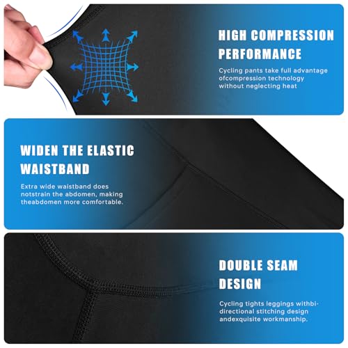 X-TIGER Men\'s Cycling Bike Pants 5D Padded Bicycle Tights Long Legging Lightweight Biking Mountain Pants with Zipper Pocket Black - Thumbnail 4