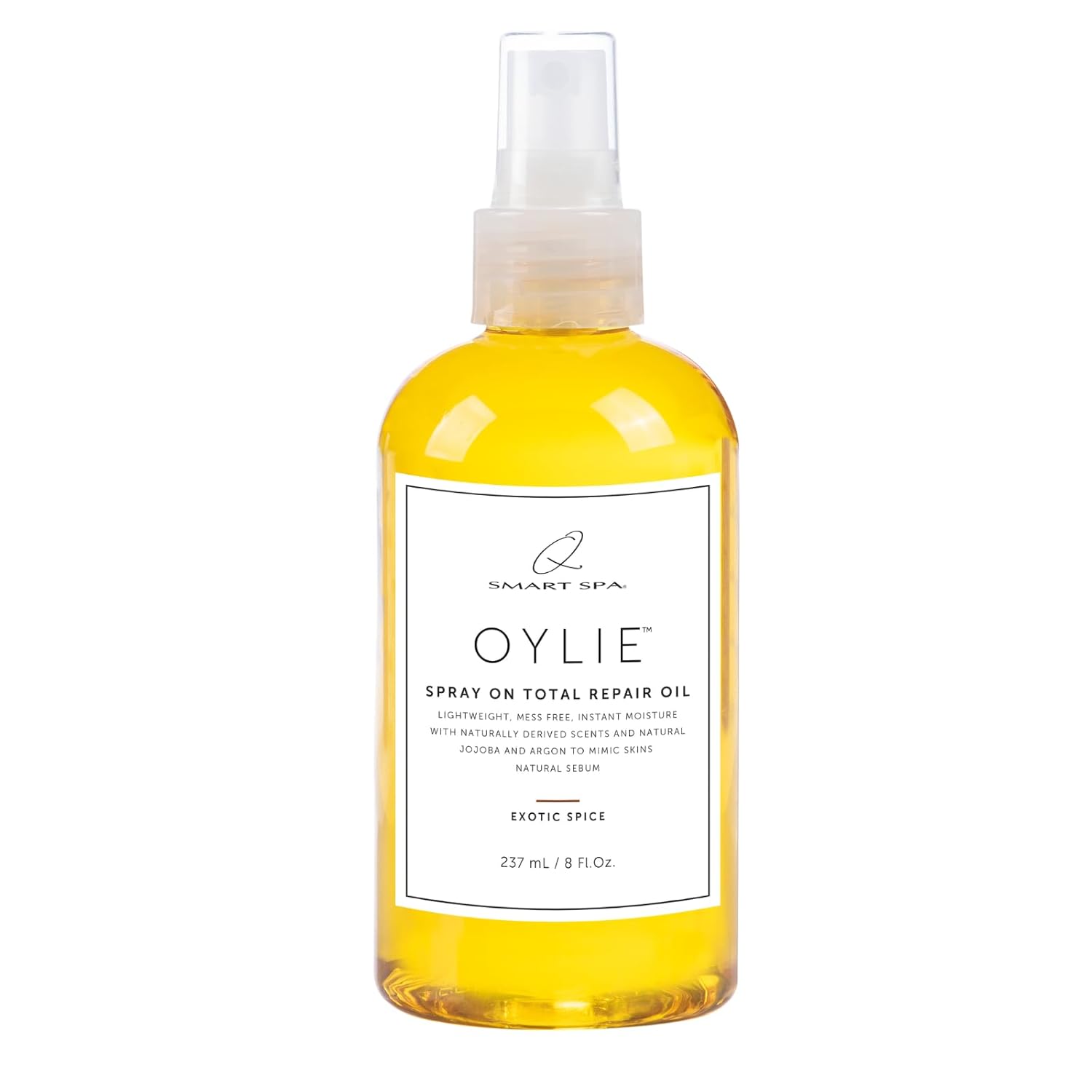 QTICA Oylie Spray On Total Repair Body Oil | Lightweight Spray Oil with Natural Jojoba & Argan Oil for Instant Moisture Smooth Finish Deep Hydration Soft Supple Looking Skin 8.5oz (Exotic Spice)