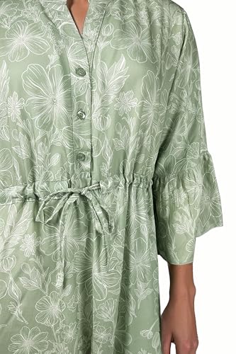 Robe midi à fleurs artistiques et taille réglable pour masquer les complexes