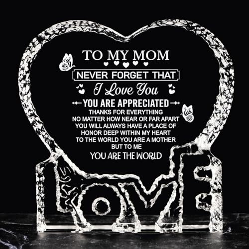 Mothers Day Birthday Gifts for Mom, Mothers Day Crystal Keepsake Gift from Daughter Son, Personalized Mom Gifts from Kids, Best Moms Presents 2025, Meaningful Birthday Gift Ideas for Mother Mama