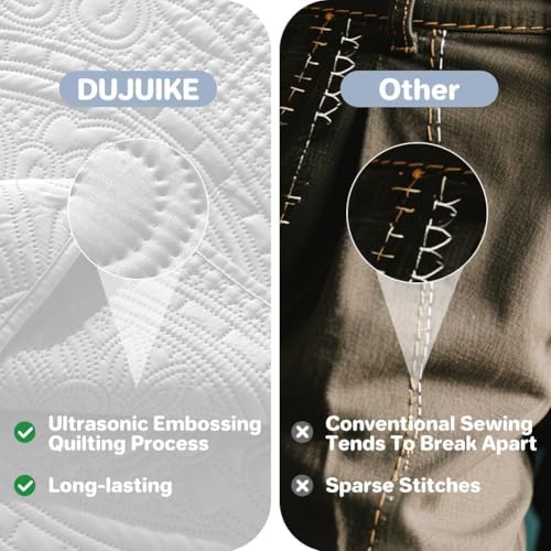 DUJUIKE Colcha Acolchada Ligera para Todas Las Estaciones, Multiusos para Cama Individual de 80/90 cm, Colcha Acolchada Estampada, Ideal para Camas y Sofás (Blanco, 170x210cm) - imagen 7