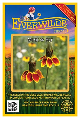 Everwilde Farms - 2000 Mexican Hat Native Wildflower Seeds - Gold Vault Jumbo Seed Packet
