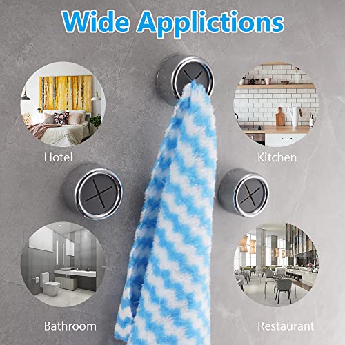 Foto von flintronic Geschirrtuchhalter, 4 Stück Handtuchhalter im Set, ABS Handtuchhaken Runden Handtuchklemme, für Bad, Küche und Haushal,Selbstklebender - Silber