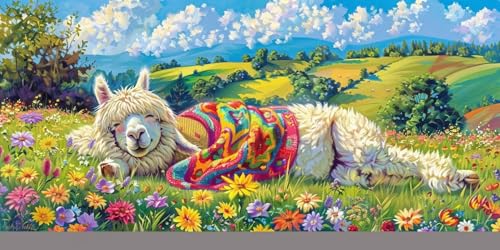 Diamond Painting Animaux d'alpaga grand format 70x140 cm pour loisirs créatifs