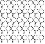 TEJATAN 1.5-inch, Set of 40, Silver, Metal Curtain Rings with Clips and Eyelets (Also Known as Rings with Curtain Clips/Curtain Clip Rings/Drapery Rings/Curtain Rings with Clips/Drapery Clip Rings)
