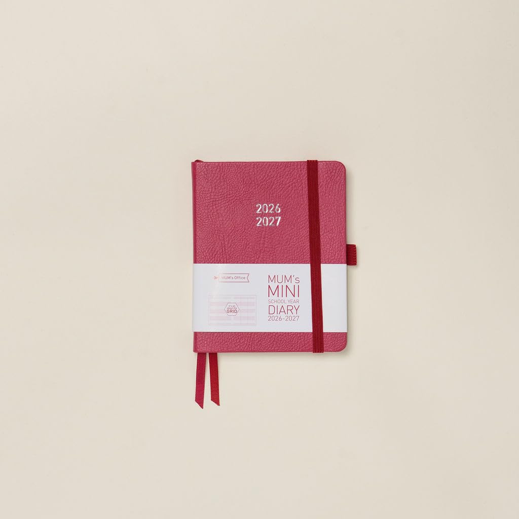 Mum's Mini School Year Diary 2026-27 (Raspberry) - Small 2026-27 Academic Diary - Aug 2026 to Aug 2027 - Week-to-View with 3 Column Grid Layout- organise Your Busy Life.