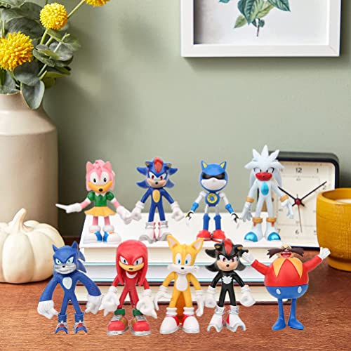 Sonic Action Figures, set di 9 giocattoli anime