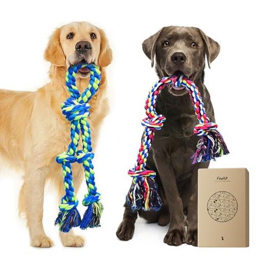Feeko Heavy Duty Dog Rope Toys for Large Breed Aggressive Chewers, 2 Pack Indestructible Teeth...