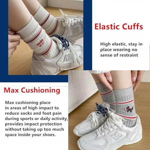 Repaly Womens Cute Cozy Striped Crew Socks, Casual Athletic Hiking Socks(10 Pairs)