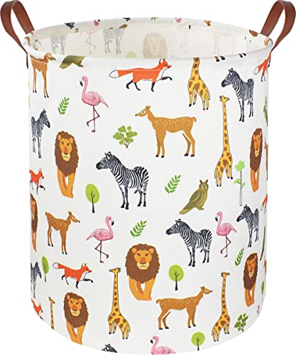 Image of CLOCOR Kids Laundry Basket,Nursery Baby Hamper,Toy Storage Bin with handles for Boys and Girls,Safari Room Decor,Waterproof Storage Basket(Jungle Animals)