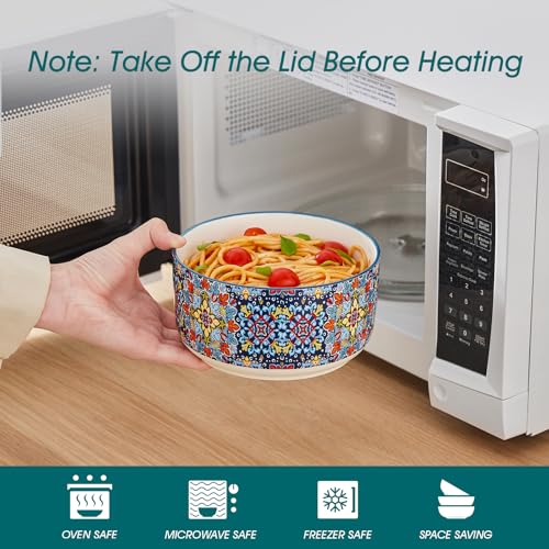 vancasso-Mixing-Bowls-with-Lids-Set-of-4-Ceramic-Nesting-Bowls-Serving-Bowl-for-Food-Storage-Microwave-and-Dishwasher-Safe-60362010-OZ-Series-SIMI vancasso Mixing Bowls with Lids Set of 4 Ceramic Nesting Bowls Serving Bowl for Food Storage Microwave and Dishwasher Safe 60362010 OZ Series SIMI