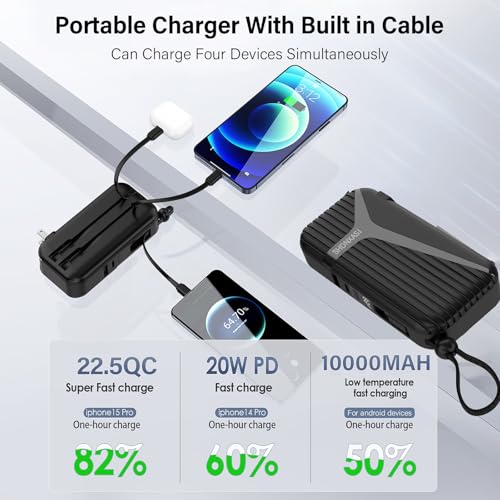 Shdnxasj Portable Charger With Built In Cable And Ac Wall Plug,10000 Mah External Battery Power Bank thumb #4