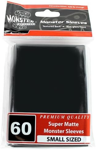 Sleeves - Monster Protector Sleeves - Smaller Size Super Matte - Black (Fits Yugioh and Other Smaller Sized Gaming Cards)