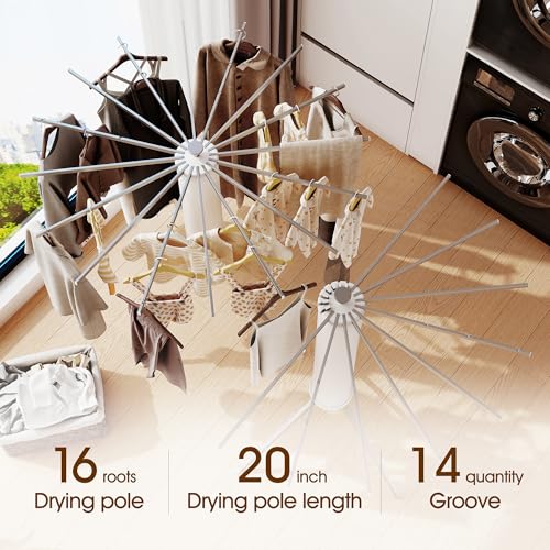 Image of BOQORAD Tripod Clothes Drying Rack,Drying Rack Clothing Foldable,(16 Aluminium Poles),Standing Dry Racks,Laundry Drying Rack,Clothes Hanger Rack,Laundry Rack Folding,Collapsible,Retractable