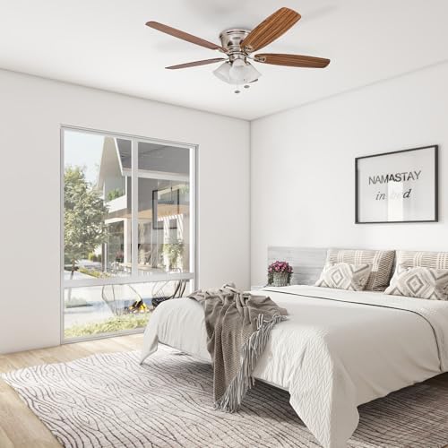 Honeywell Ceiling Fans Glen Alden, 52 Inch Classic Flush Mount Indoor LED Ceiling Fan with Light, Pull Chain, Quick-2-Hang Dual Finish Blades, Reversible Motor - 50182 (Brushed Nickel) - image 9