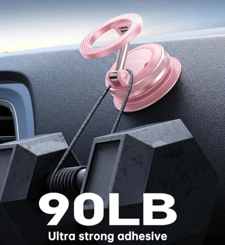 Image of Coolpow【Newest Vacuum Magnetic Phone Holder for Car Phone Holder Mount【Movable Vacuum Suction】 Magsafe Car Mount Cell Phone Holders for Your Car Accessories for Women Men for iPhone 17 16-Light Pink
