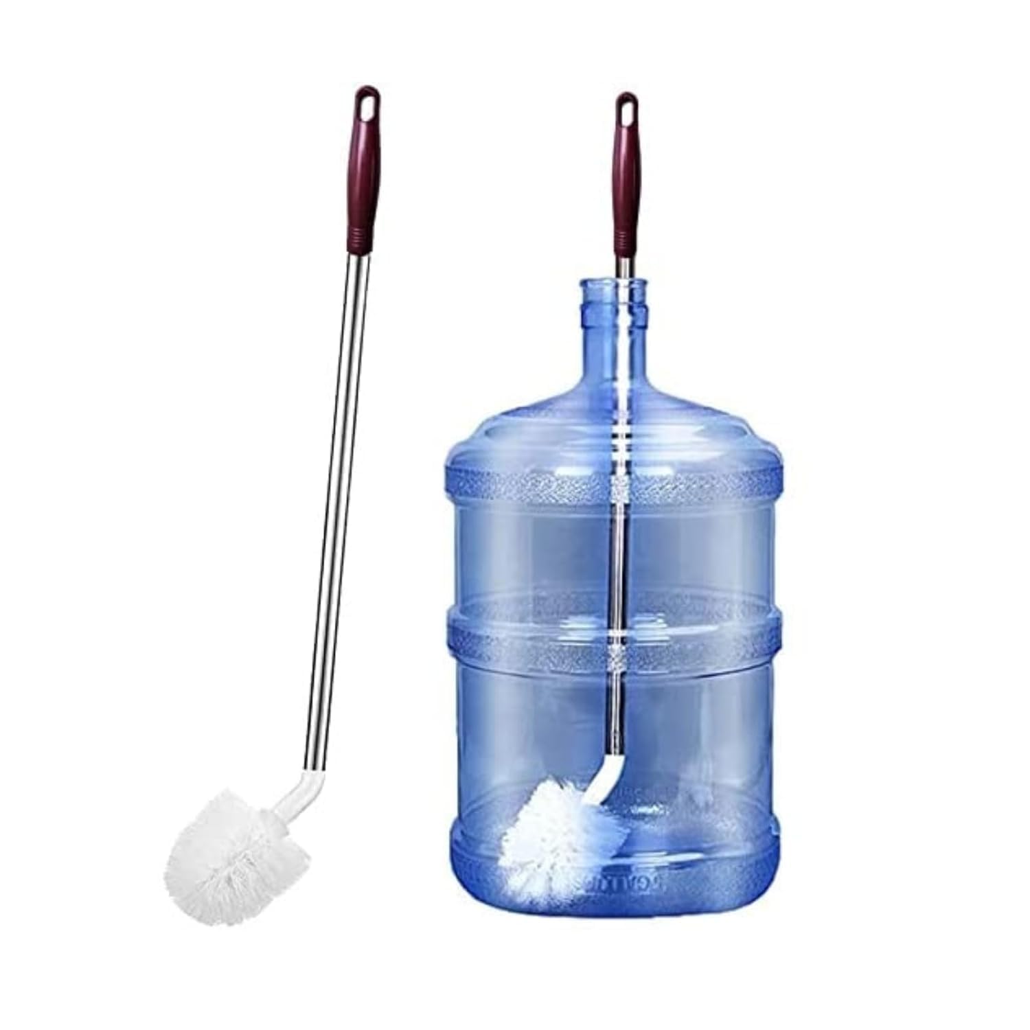 360° Rotating Water Jar Cleaning Brush for 20L Bottle – Long Handle Bottle Cleaner with Nylon Bristles – Deep Cleaning Tool for Big Can – Stainless Steel Rod (Multicolor)