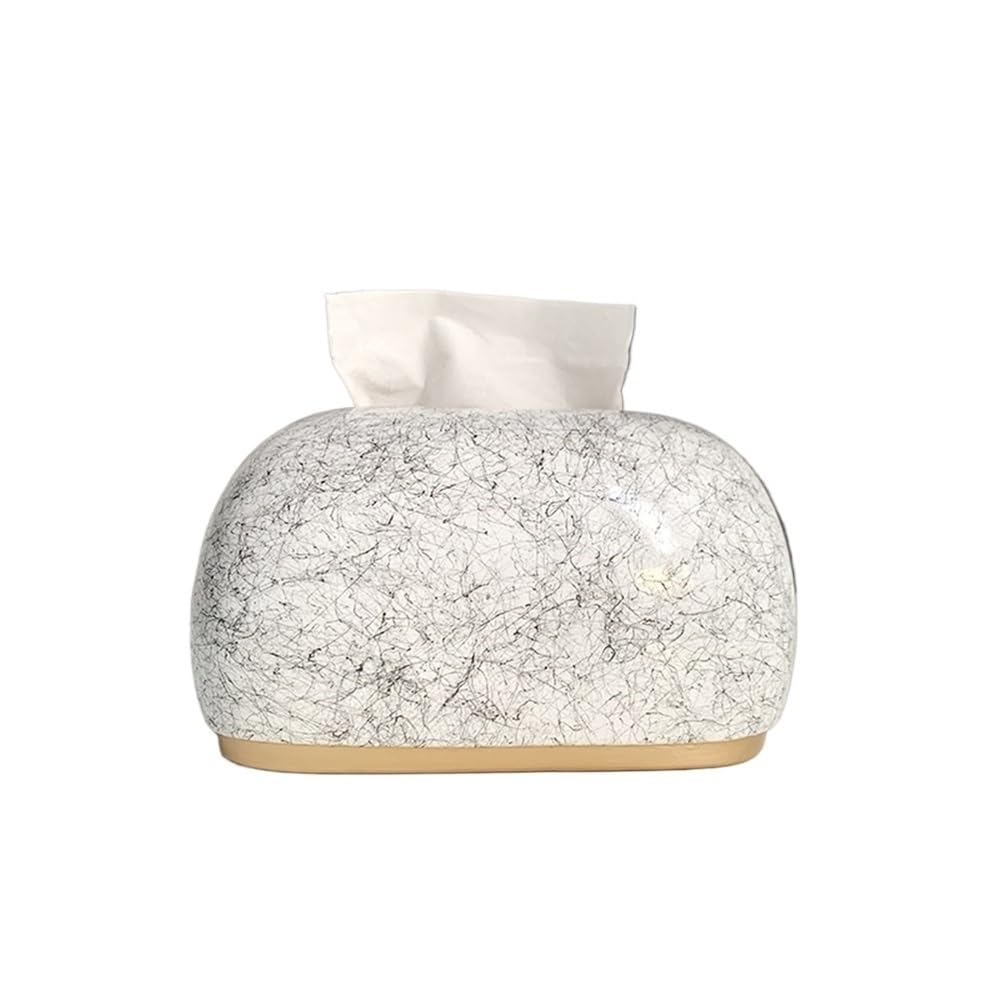 Tissue Holder Dispenser Tissue Box Ceramic Rounded Square for Home Living Room Drawer for Living Room(White)