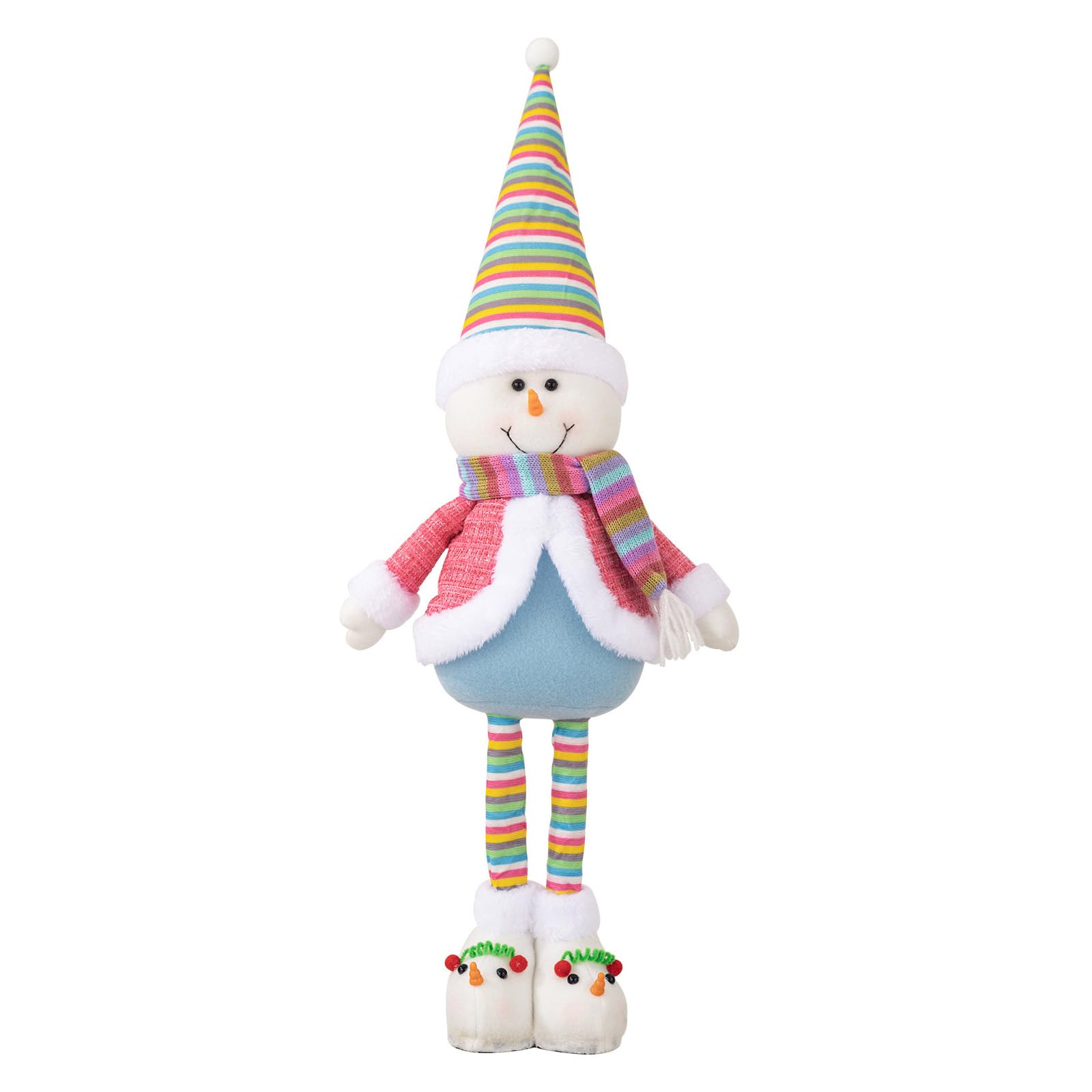 Hsioluted Christmas Dolls Figurine Festival Telescopic Santa/Snowman with Extendable Legs Holiday Plush Toy Decoration Christmas Collectible
